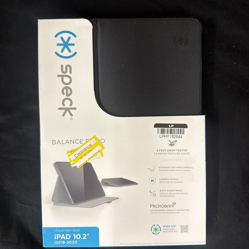 Speck Balance Folio Case for Apple iPad 10.2-inch 7/8/9th Gen - Black NEW OPEN !